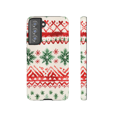 Watercolor Study of Christmas Patterns - Impact Resistant Phone Case Samsung Galaxy S21 FE Glossy